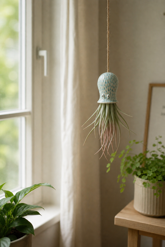 Keramik Luftpflanzenhalter „RAY“ – Oktopus mit Tillandsia